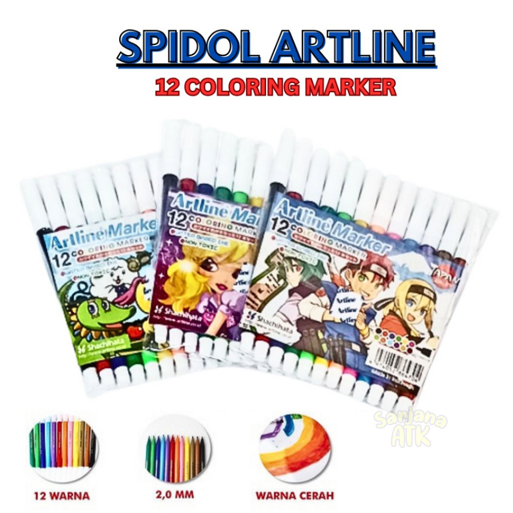 

Spidol Mewarnai 12 Warna Artline / 12 Coloring Marker Artline