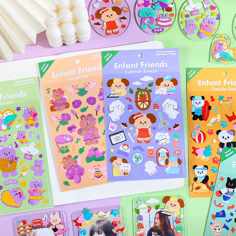 

[HELIOFINDS] 1 Lembar Sticker Deco Stiker Dekorasi PVC untuk Scrapbook Photocard - ENFANT FRIENDS