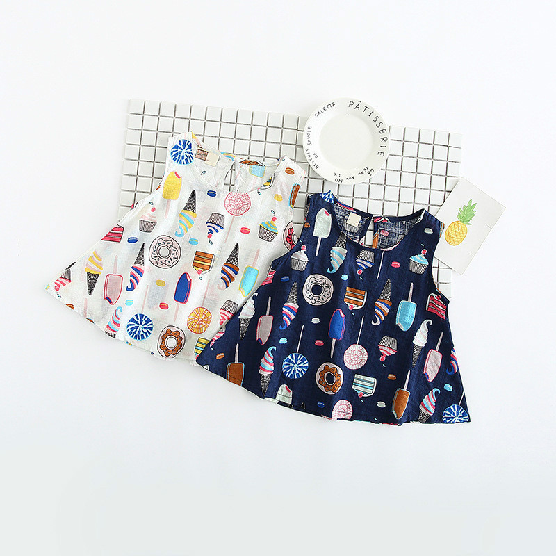 Produk Pakaian Bayi Murah Pabrik Baju Anak Perempuan Anak-anak dengan Cetakan Es Krim