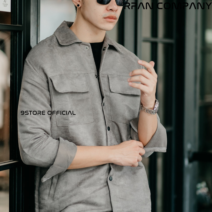 Trucker Suede Jacket brooklyn /  Suede  / Shirt Jacket Suede Pria - Hitam, M