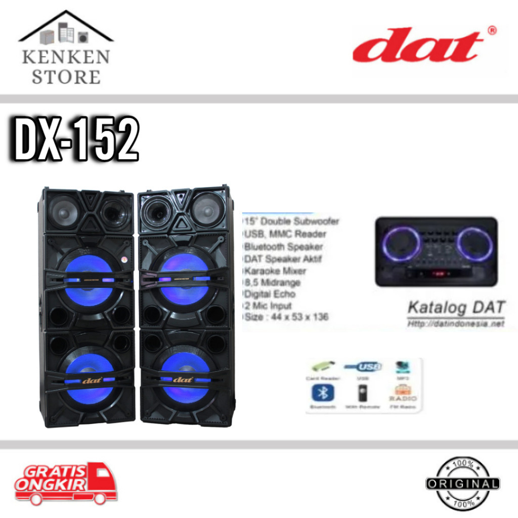 DAT SPEAKER AKTIF DX-152 SPEAKER DAT DOUBLE SUB WOOFER 15INCH