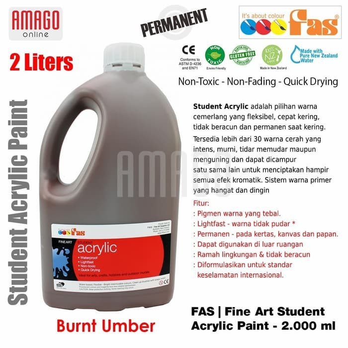 

Cat Akrilik Lukis FAS Student Acrylic Paint - 2 liter - Burnt Umber