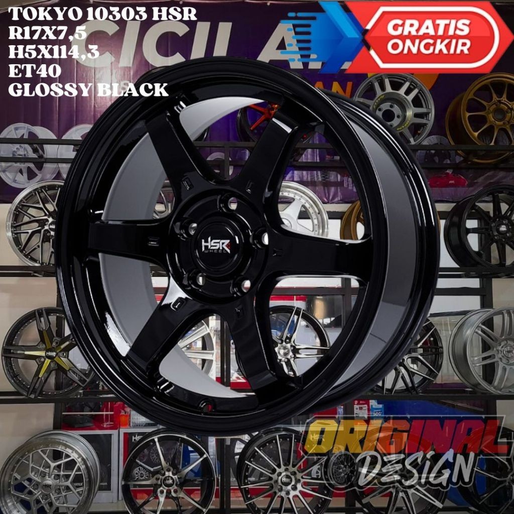 Velg Mobil Te37 Ring 17 HSR TOKYO R17 LEBAR 7,5 LOBANG 5 ET40 BLACK