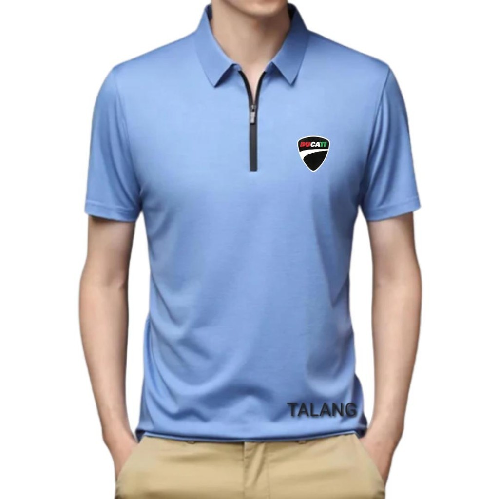 Kaos krah zipper DUKATI/ Kaos krah resleting / baju lengan pendek / kaos distro polo ziper pria tang