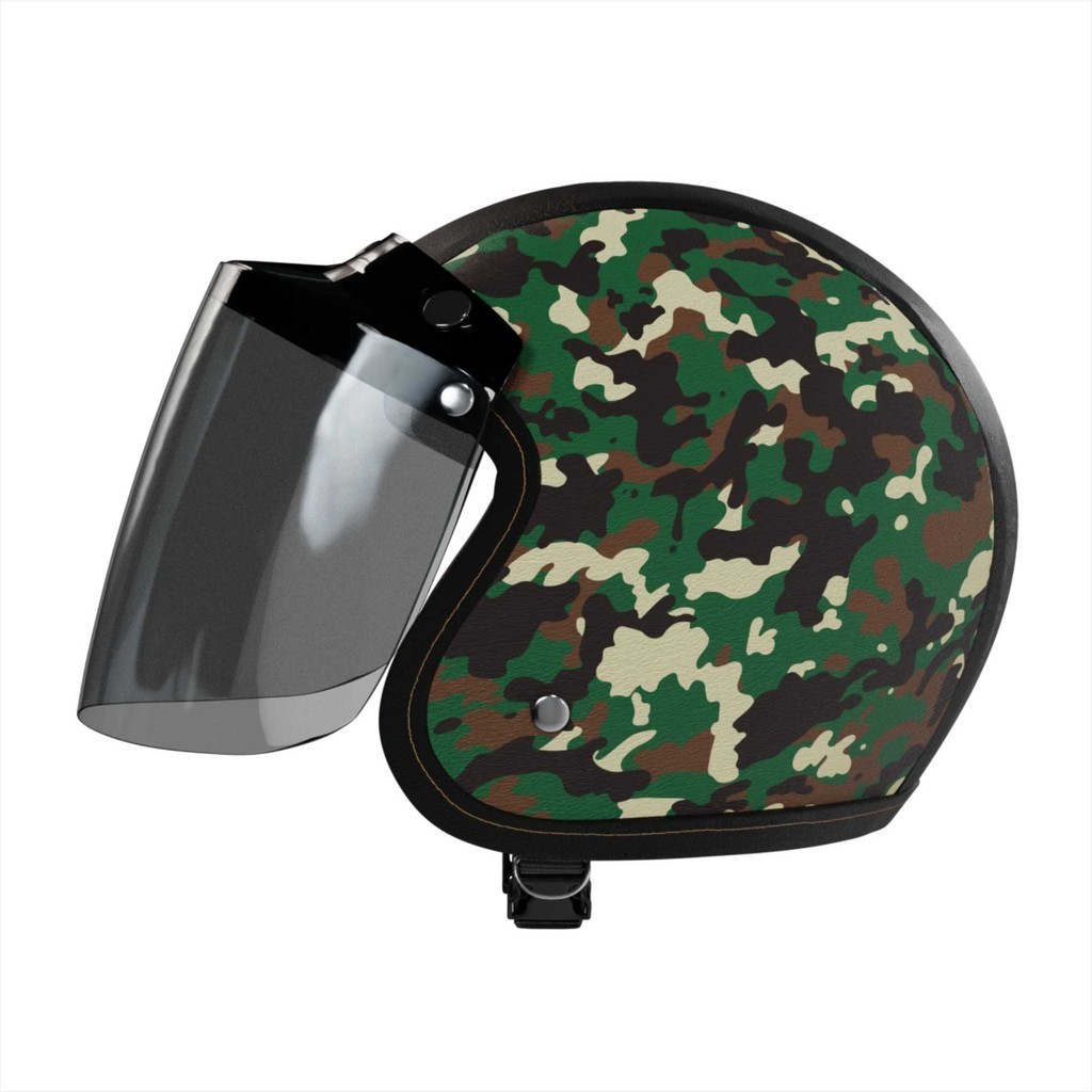 Helm Bogo Anak Kecil Polos 2 3 4 5 6 Tahun Retro Kaca Flat Army