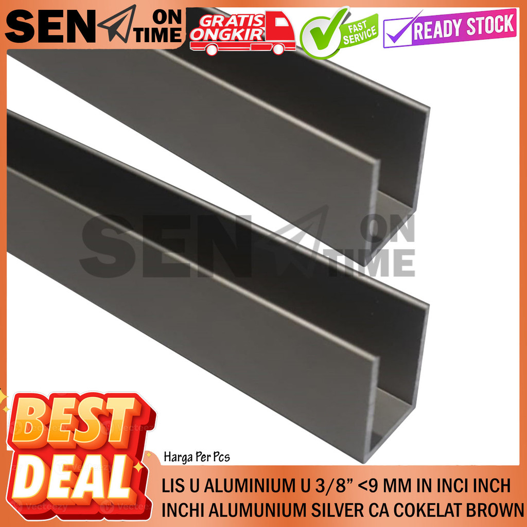 Aluminium Lis U 3/8” In Inci Inch Inchi +- 9 10 mm Alumunium Almanium Almunium Alminium Alma Alumniu