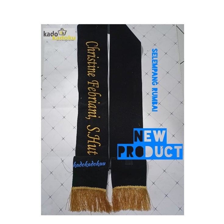 (1 Hari Jadi) SELEMPANG WISUDA BLUDRU RUMBAI BORDIR KOMPUTER Selempang Wisuda
