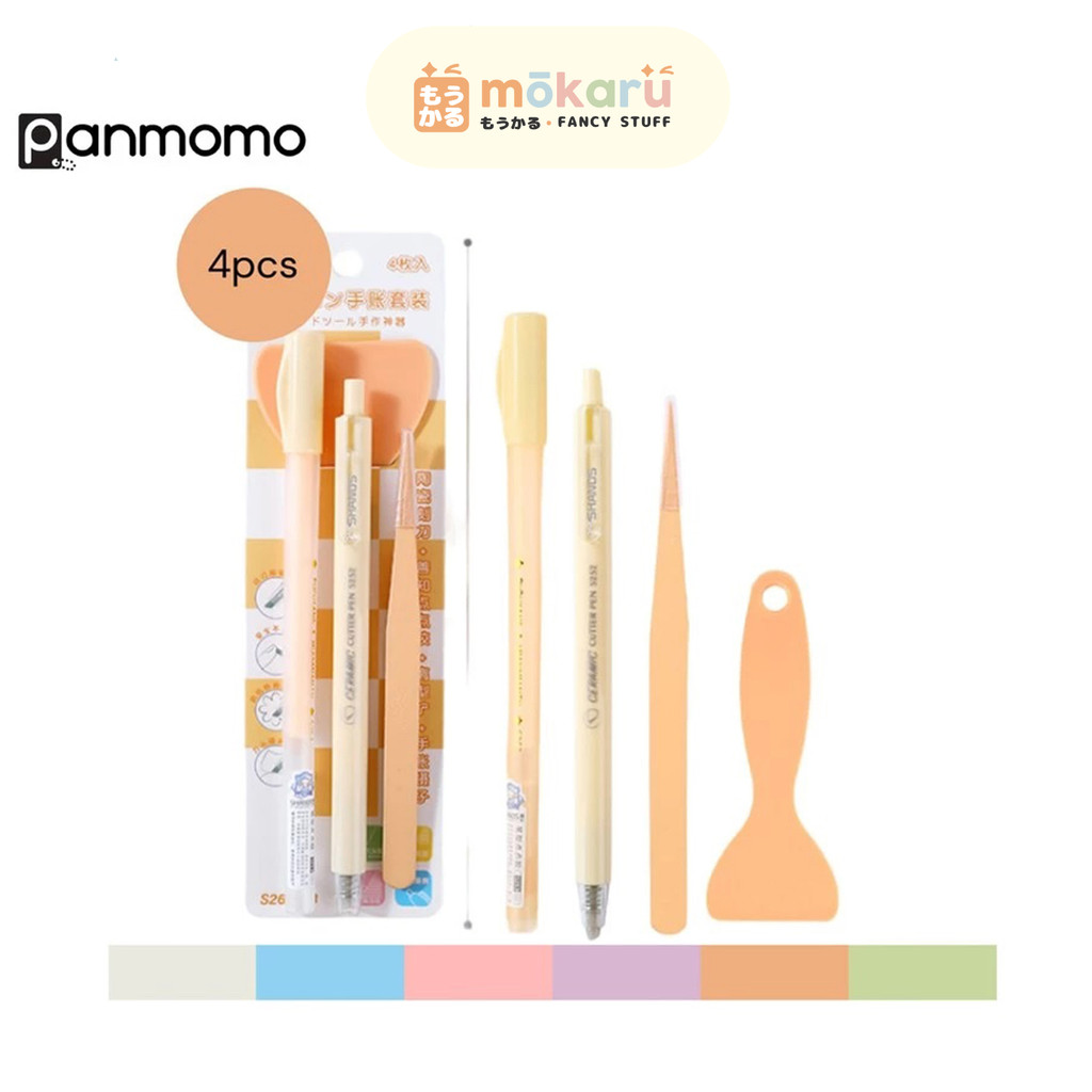 

PANMOMO 4 Pcs DIY Journaling Set - Scrapbooking Tools Pinset/Tweezer/Glue/Scrap/Cutter Murah