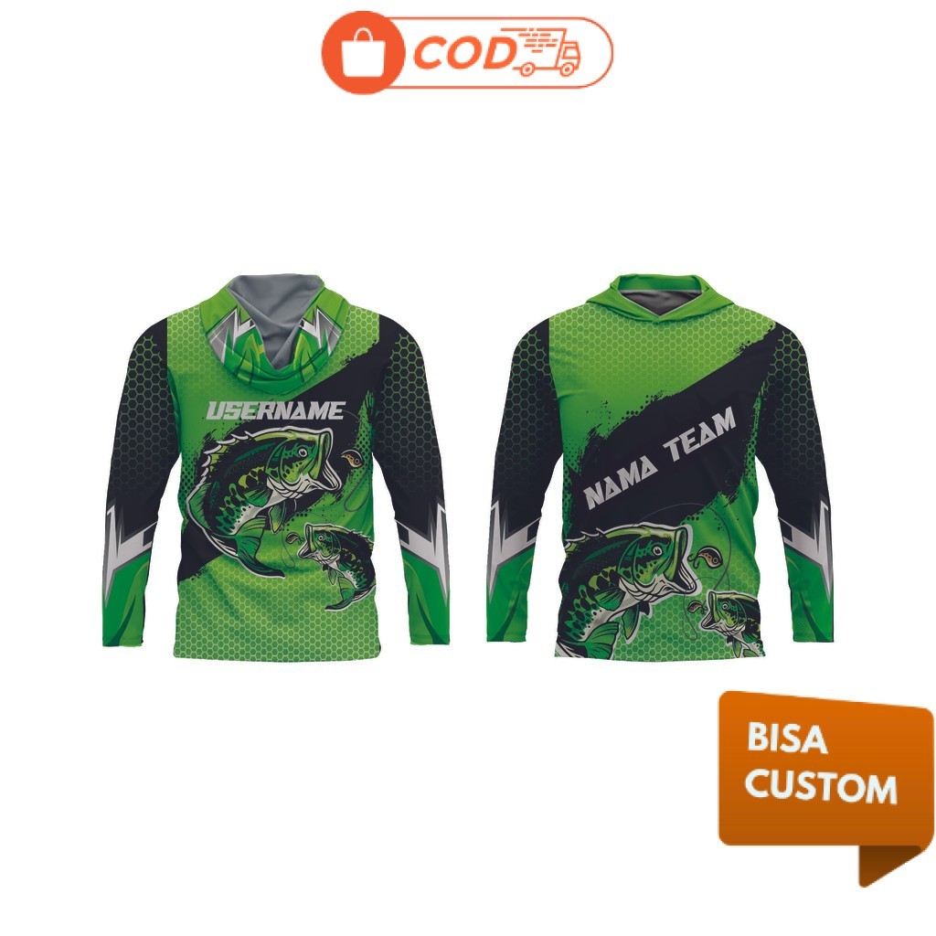 Vinus Jersey Mancing Baju Mancing Premium Ikan Big Bass Gratis  Custome Nama Milano
