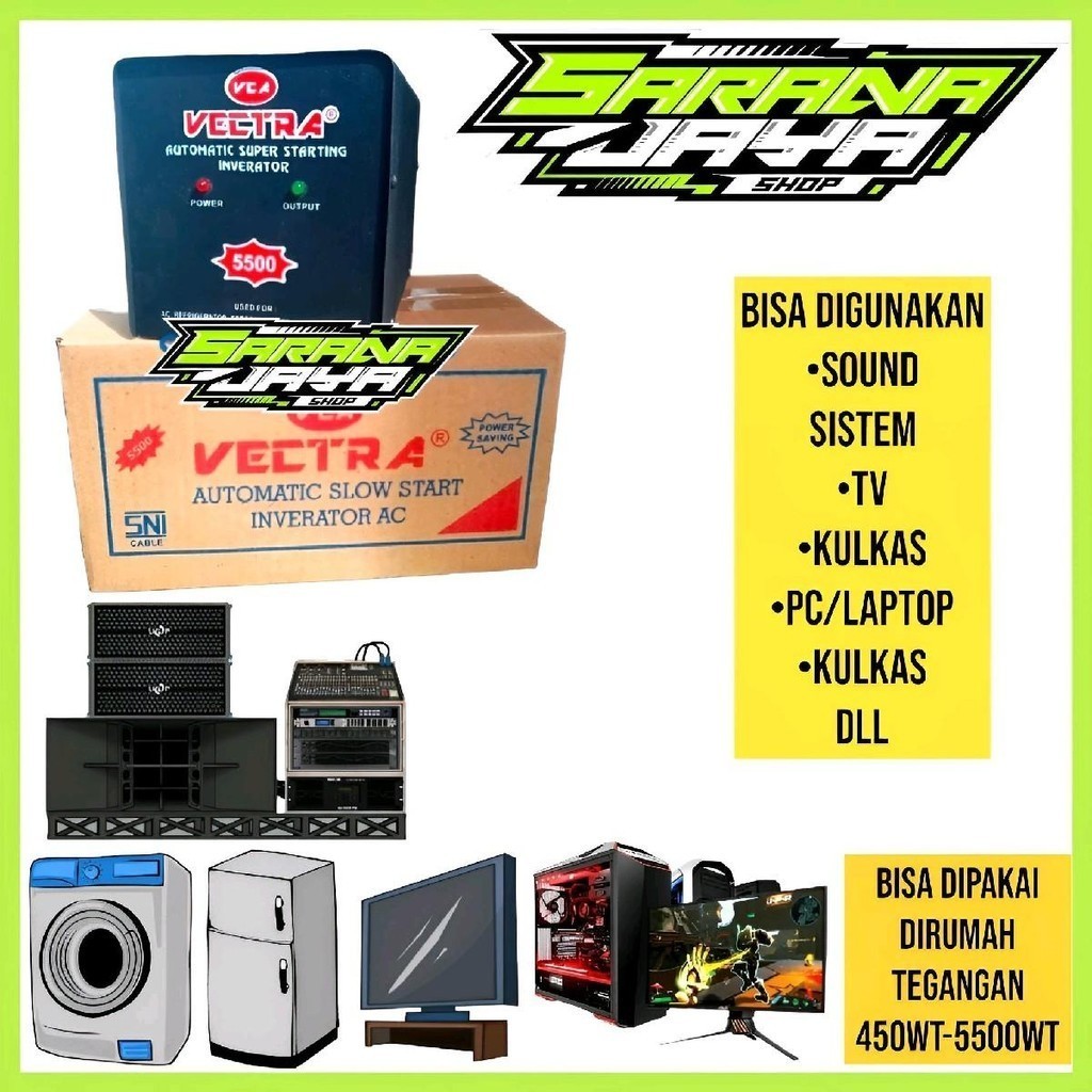 VECTRA - Inverator Anti Jeglek (5500W)hitam Hijau Merah Peralatan
