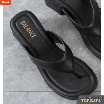 sandal wanita trend sekarang Sandal Jepit Jelly Wanita Balance Hak Tinggi Motif Polos 2330-AA - Hita