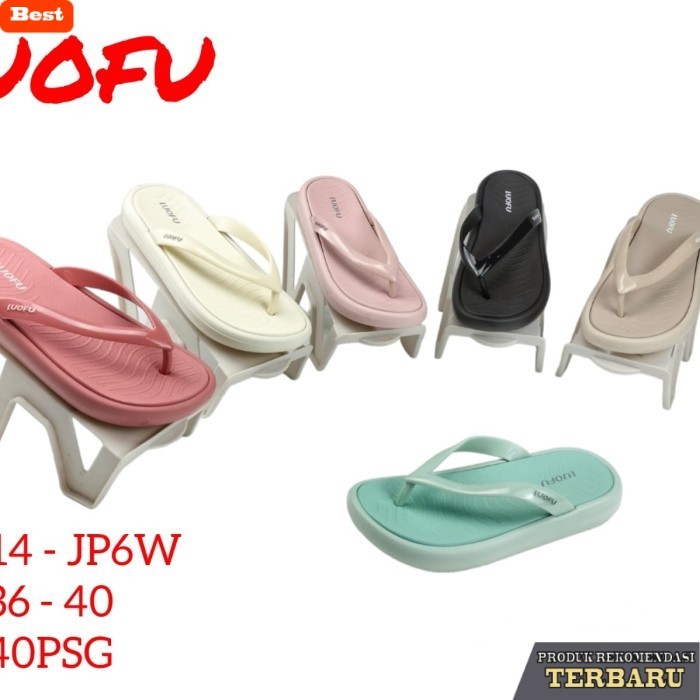 sandal wanita trend sekarang Sandal Jepit wanita Luofu Bantal Karet Jelly Kualitas Original - Hitam,