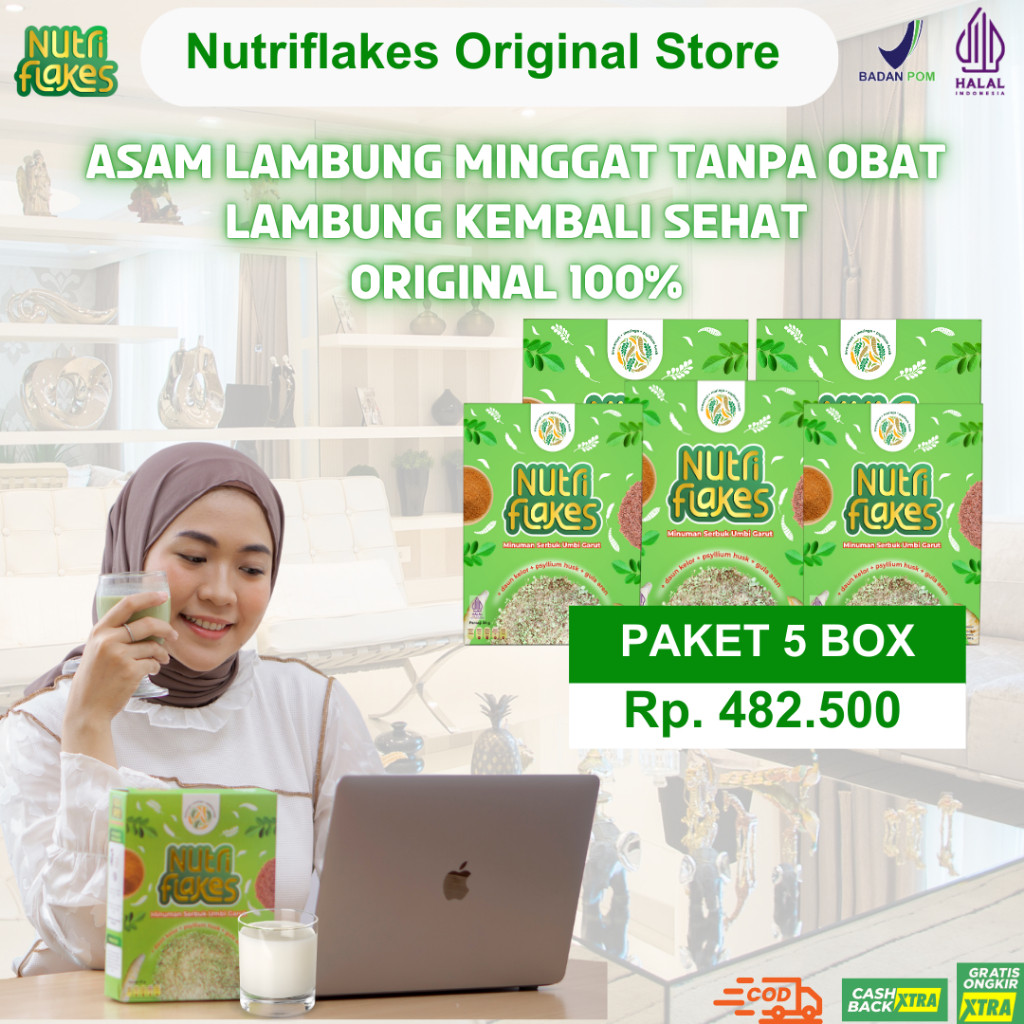

Nutriflakes Sereal Umbi Garut Asam Lambung Original 55