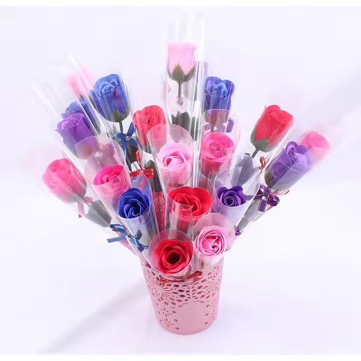 [1 Pcs] Bunga Tangkai Mawar / Bunga Valentine / Bunga Mawar Artificial Setangkai / Bunga Mawar Setan