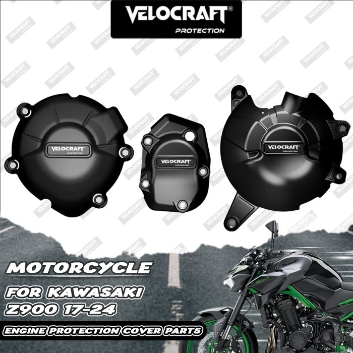 VELOCRAFT Cover Engine Motor Kawasaki Z900 Z 900 2017-2025 Z900RS 2018-2025 Case Pelindung Guard Pro