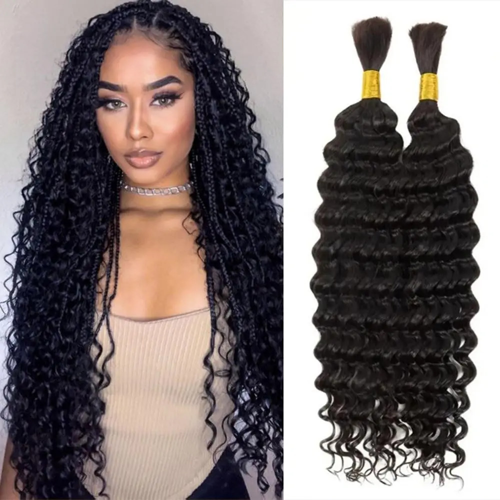 

Deep Wave Bulk hair For Braiding 160g No Weft Deep Wave For Braiding Micro Faux Braiding Hair for Boho Braids Wet and Wave