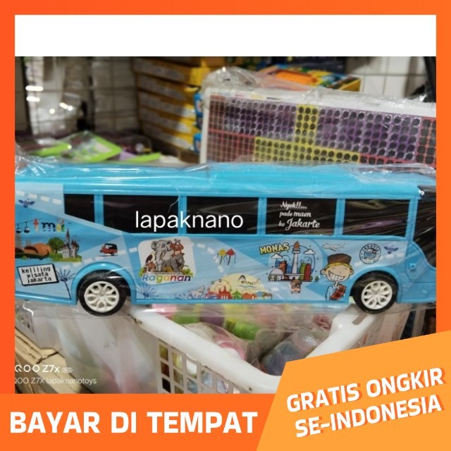 Mainan Bus Transjakarta Plastik Tanpa Baterai