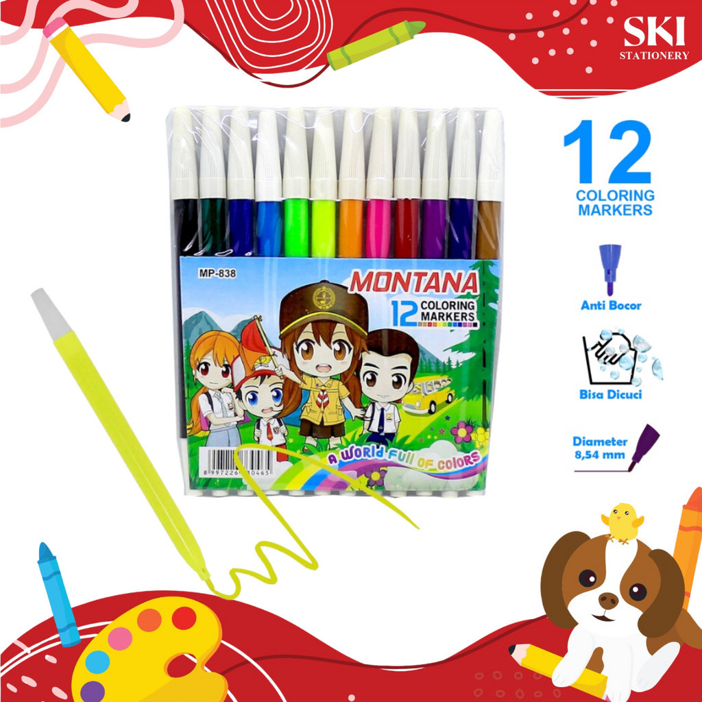 

Spidol Kecil 12 Warna / Spidol Set / Spidol Warna Montana 838