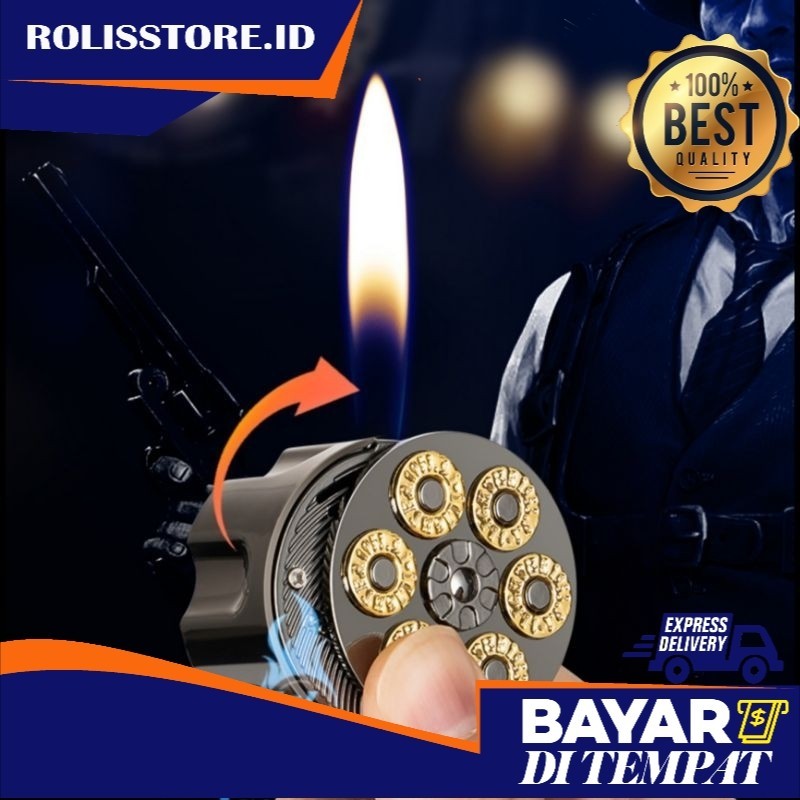 korek api lucu unik model putaran magazin pistol revolver gas lighter murah _ROLISCOLECTION