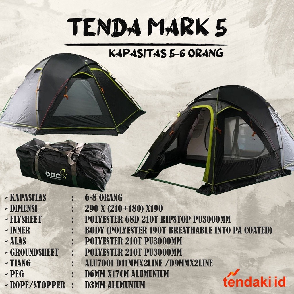 PROMO SUPERR Tenda Mark 5 Alumunium / Tenda Camping Premium / Tenda Keluarga Kapasitas 5-7 Orang / F