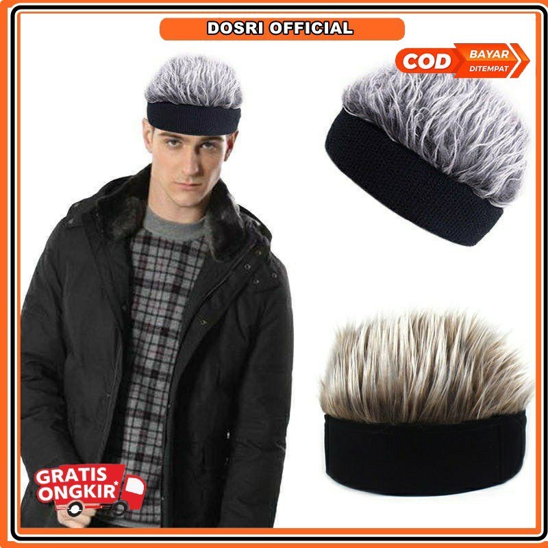 Topi Wig Rambut Palsu Pria dan Wanita, Penutup Kepala Hip Hop Naruto Kakashi Pendek Warna Solid, Top