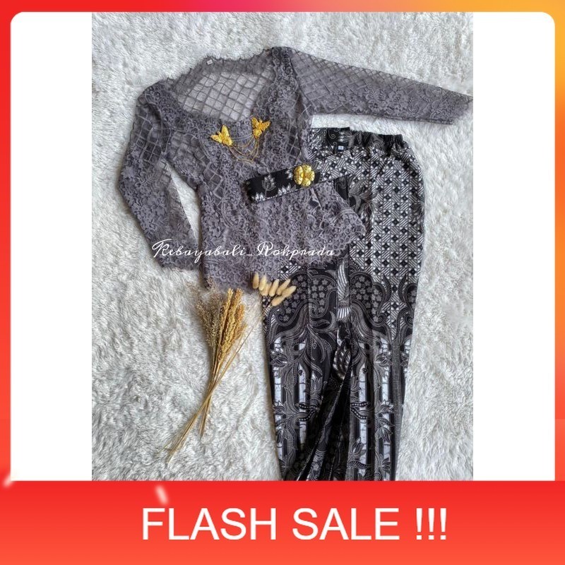 PROMO SATU SET KEBAYA BALI KEBAYA JADI KEBAYA KUTIBARU MODERN WARNA ABU STONE