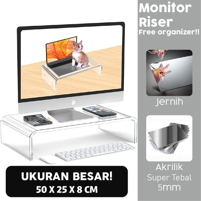 Stand Monitor / Stand iMac / Stand Laptop Akrilik - 50x25x8cm