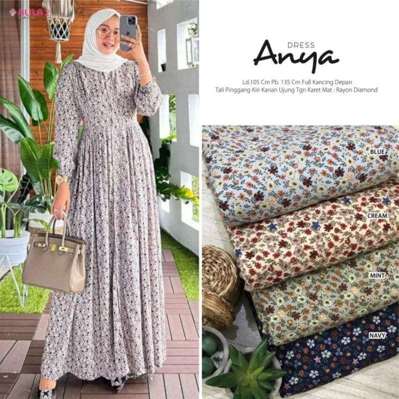 CALLIANA - COD Anya AYRA ASDA AYNA ORIGINAL ALILA DRESS KATUN RAYON MOTIF GAMIS MUSLIM ADEM FIT XL L