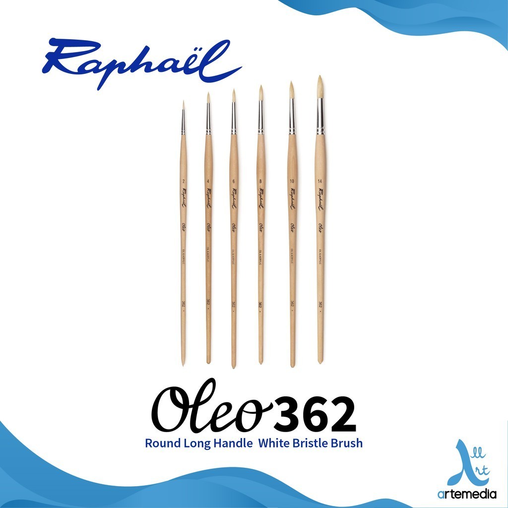 

Raphael 362 Kuas Lukis Round Oleo White Bristle Brush Long Handle