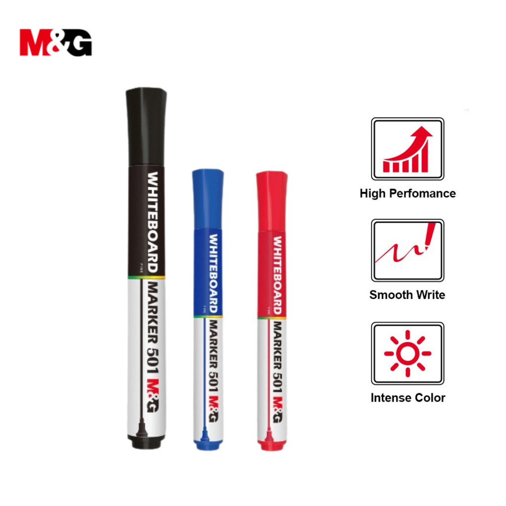 

Spidol Whiteboard M&G Marker Papan Tulis Non Permanent Warna Hitam Biru Merah #AWMY2271 - Satuan