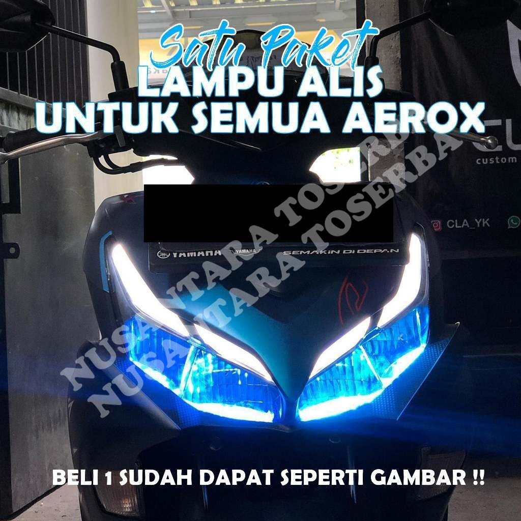 paketan lampu alis aerox free demon eye siap pasang / lampu variasi aerox free devil eye
