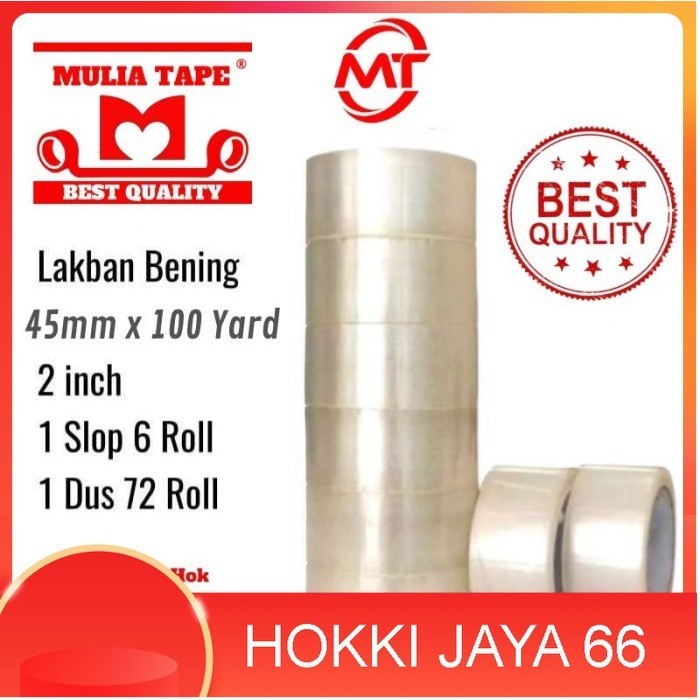 

Lakban Mulia Tape Ukuran 45mm X 100 Yard Kemasan 1 Dus - Putih