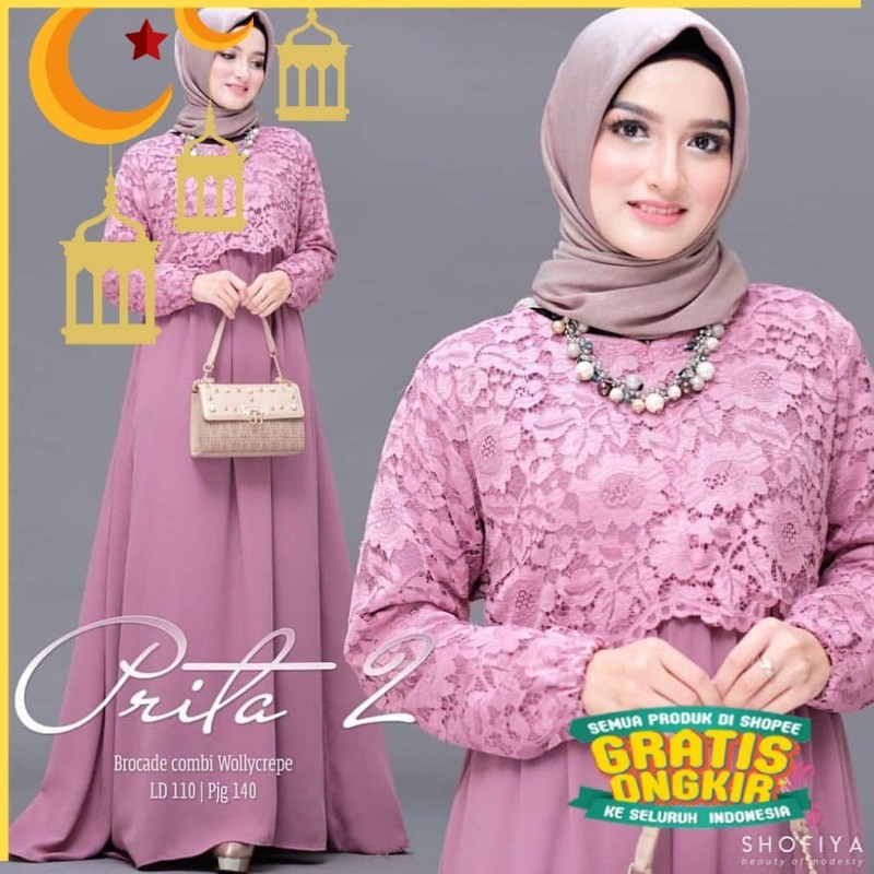 (COD) GAMIS PRITA BRUKAT|GAMIS TERMURAH|GAMIS TERLARIS/Maron merah bata red anak tanggng