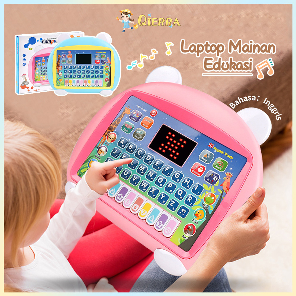 Qierra Mainan Edukasi Dengan Early Tablet 2 In 1 Tablet Musik Piano Anak Mainan Tablet Belajar Huruf