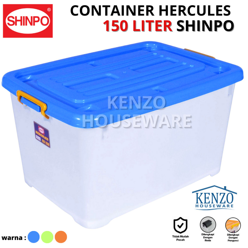 Container Box 150 Liter HERCULES SHINPO EZY BOX Container Box Penyimpanan Jumbo Besar Dengan Roda