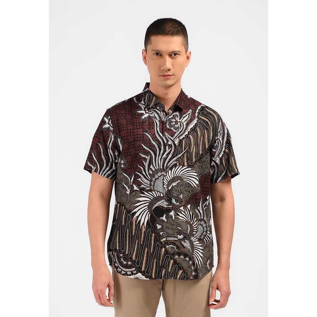MOC Kemeja Batik Lengan Pendek Pria YALLI-MAROON
