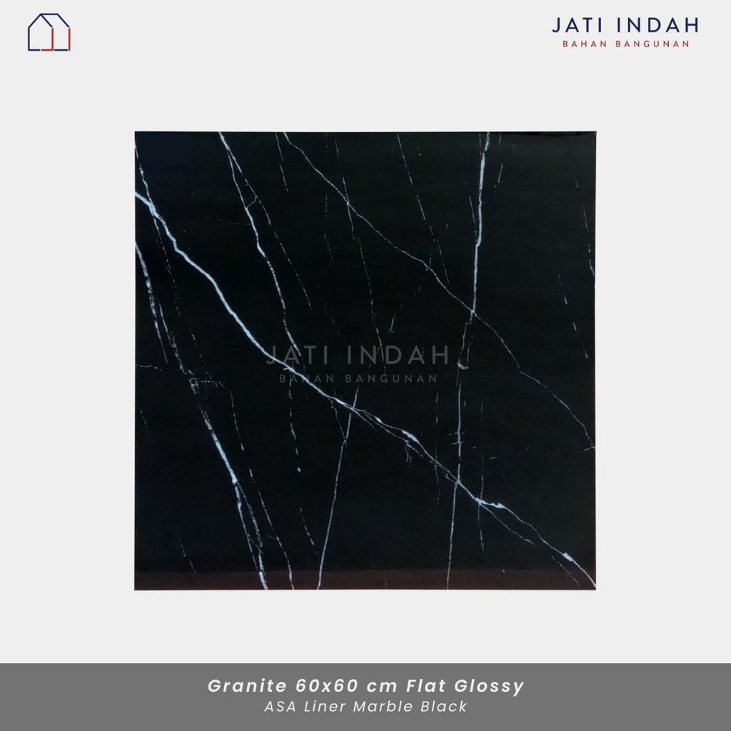 Granite Lantai 60x60cm Marble Glossy ASA LINER BLACK / Granit 1 dus (1.44 m2)