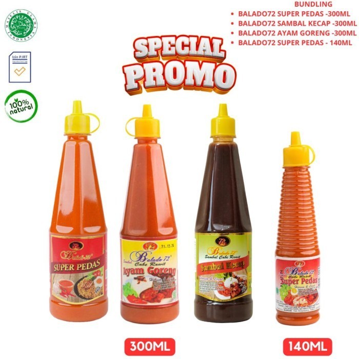 

Balado72 Sambal Cabe Rawit Pedas 4 Botol - PAKET A