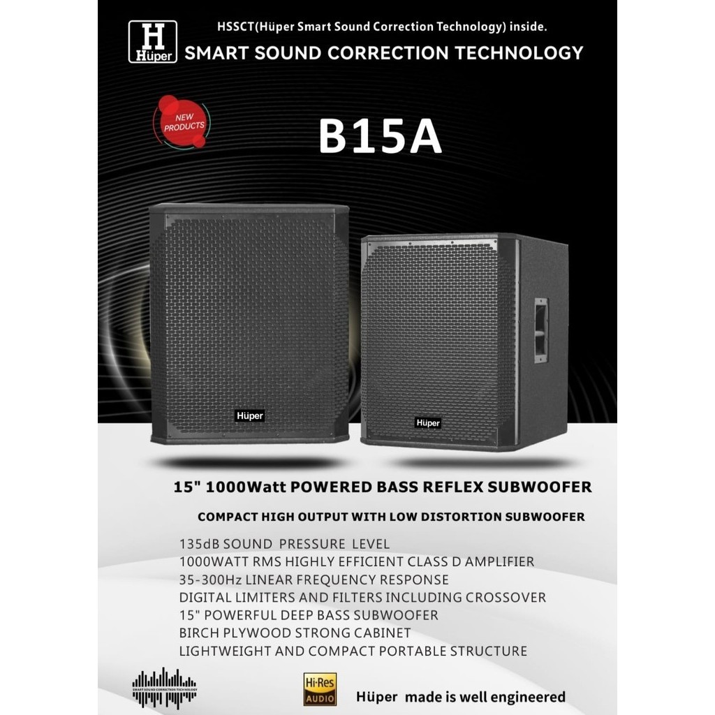 Speaker Aktif Subwoofer 15 Inch HUPER B15A / B15 A / B 15A Original