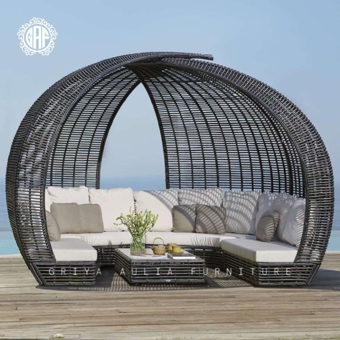 Bangku santai rotan gazebo rotan sintetis terbaik