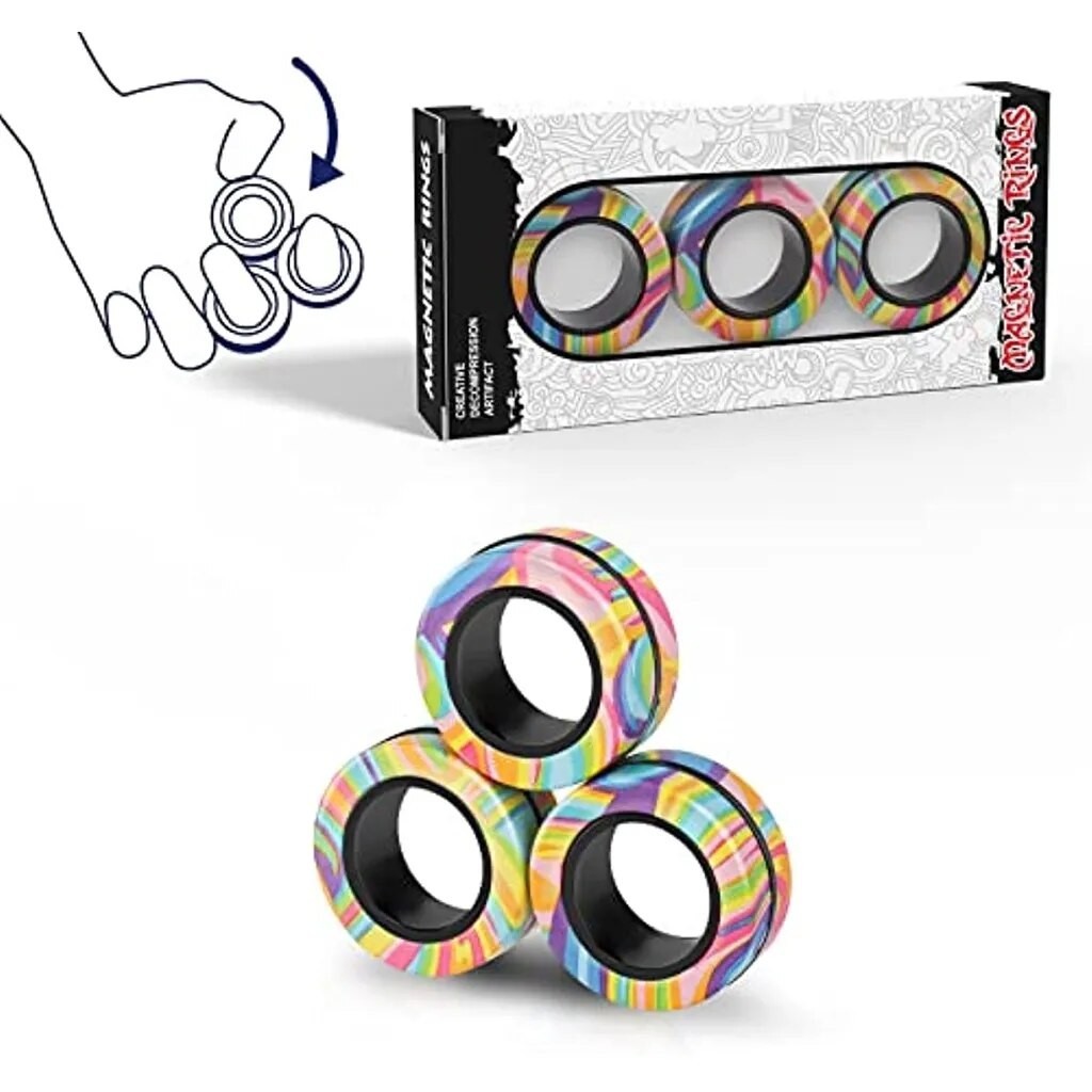 Magnetic Rings Fidget Toy Set Adult Fidget Magnets Spinner Rings  Fidget Pack Great Gift for Adults 