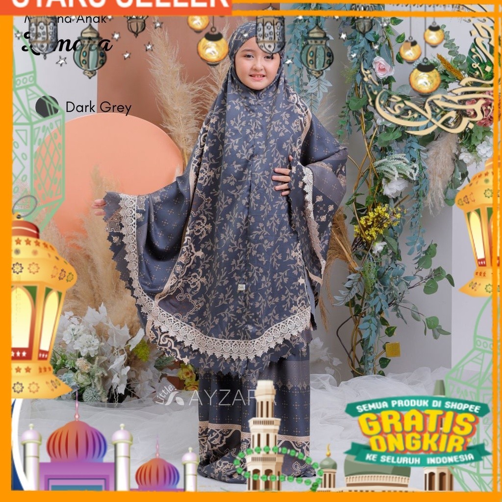 PROMO Ayzara - Mukena Anak Zamora Maxmara Silk Tas Premium Motif/ Pink Dusty Fanta Merah muda