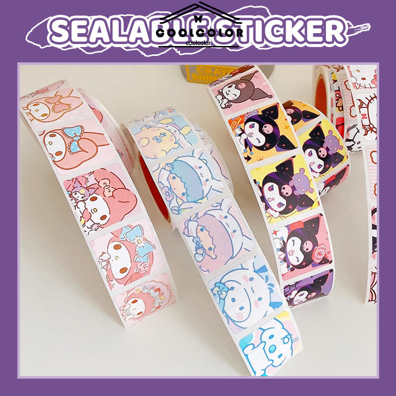 

COD❤️Stiker gulung kartun lucu stiker penyegel bentuk persegi dekoratif kreatif-cl