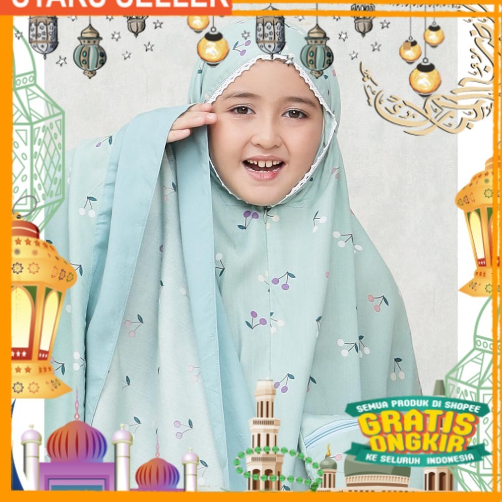Original Mukena Anak Tanggung Cery  2 In 1 Kisaran 9,10,11,12,13 Tahunan Promo Hemat/ Pink Dusty Fan