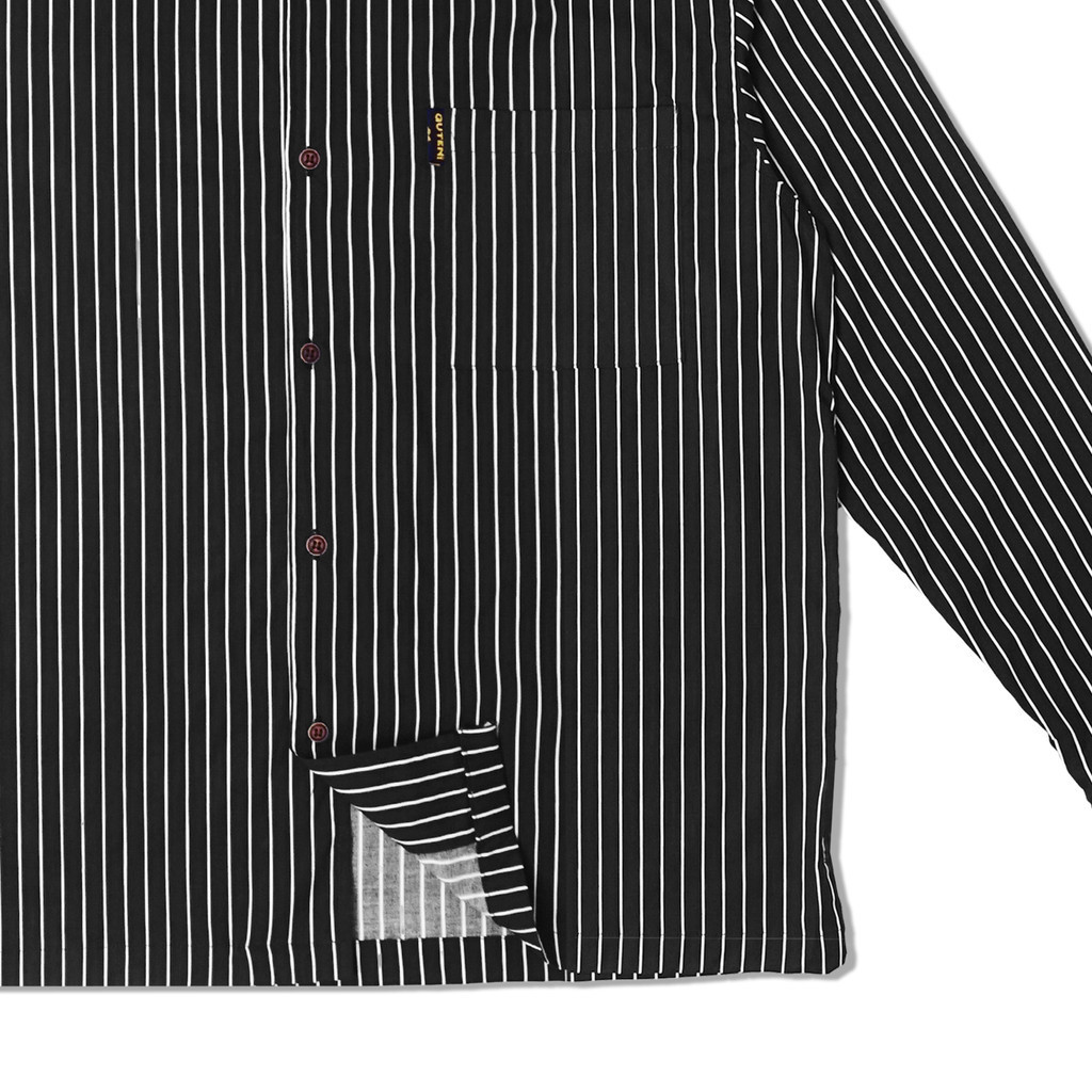 Guten Inc - Serenity Striped Longsleeve Black White Kemeja Panjang Pria