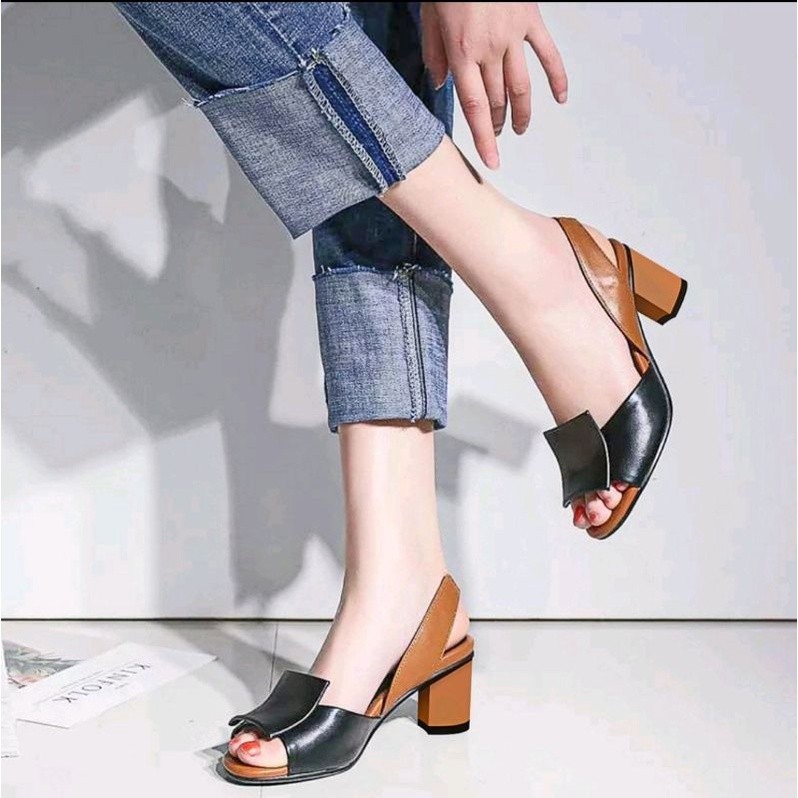 hak tahu tali kotak wanita 5cm,Beads Sepatu Pesta Wanita Chungky Heels hak 5cm