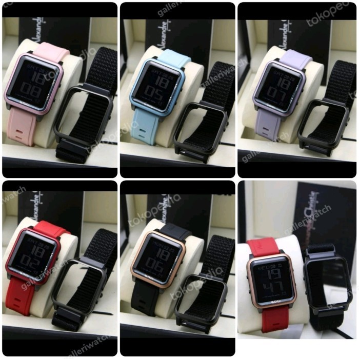 Alexandre Christie AC 9344 ORIGINAL + tali kanvas hitam - Biru Muda