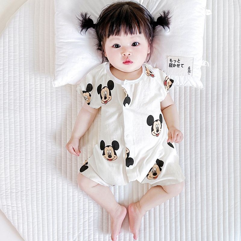Baby jumpsuit summer thin short sleeved newborn baby clothes summer pajamas baby clothes super cute 