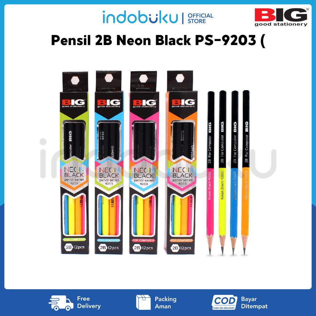 

Pensil 2B Neon Black BIG PS-9203 (1Pack Isi 12Pcs)