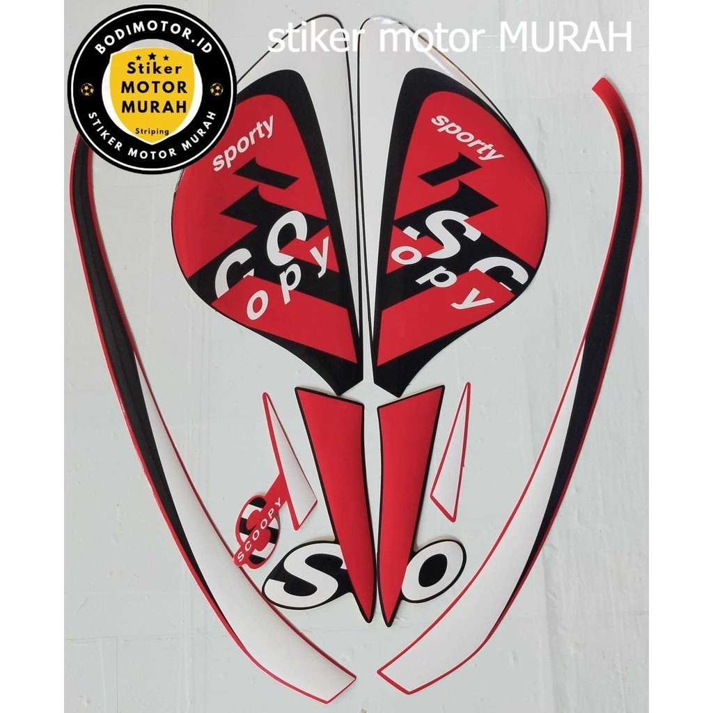 STIKER STRIPING LIS MOTOR HONDA SCOOPY SPORTY FI NEW 2021 HITAM MERAH STANDAR/STRIPING YAMAHA SCOOPY